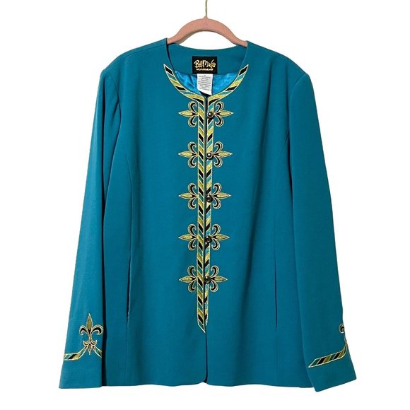 Bob Mackie Tops - Bob Mackie women's sz XL embroidered gold fleur-de-lis long sleeve jacket top